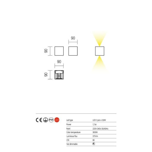 AMPLITUDE LED fali lámpa, fehér, állítható fényszöggel