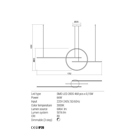 ROTONDA-LED-csillár-175-cm-fekete