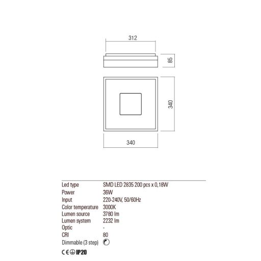 PADS Modern LED mennyezeti lámpa matt fehér, 3780 lumen