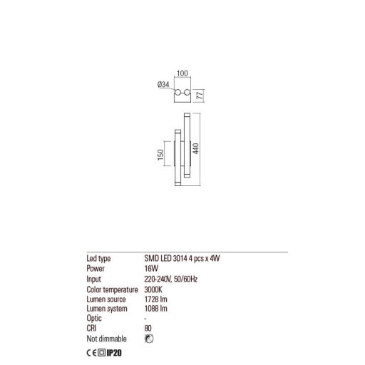 PALOS Modern LED fali lámpa fekete, 1728 lumen