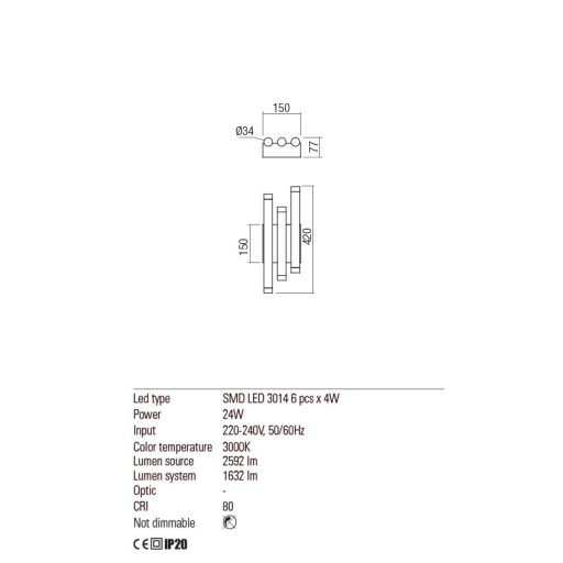PALOS Modern LED fali lámpa matt réz, 2592 lumen