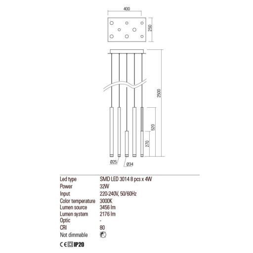 PALOS Modern LED csillár króm/fekete/matt bronz, 3456 lumen, szögletes