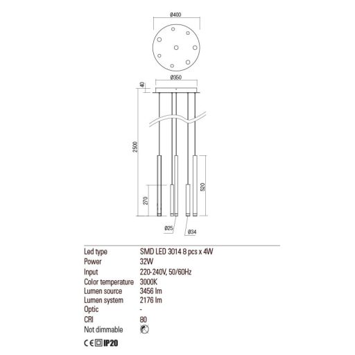 PALOS Modern LED csillár fekete, 3456 lumen