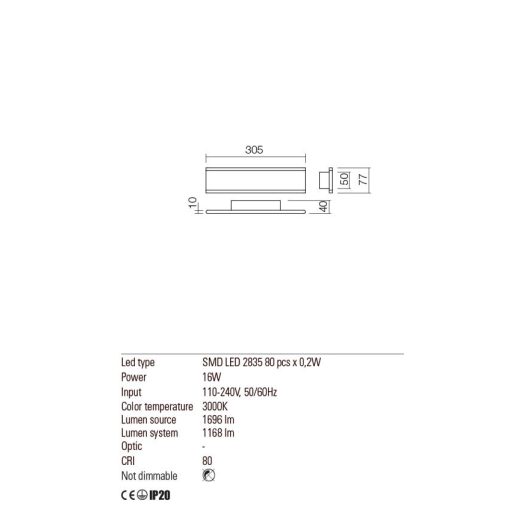 RAIL Modern LED fali lámpa fekete, 1696 lumen