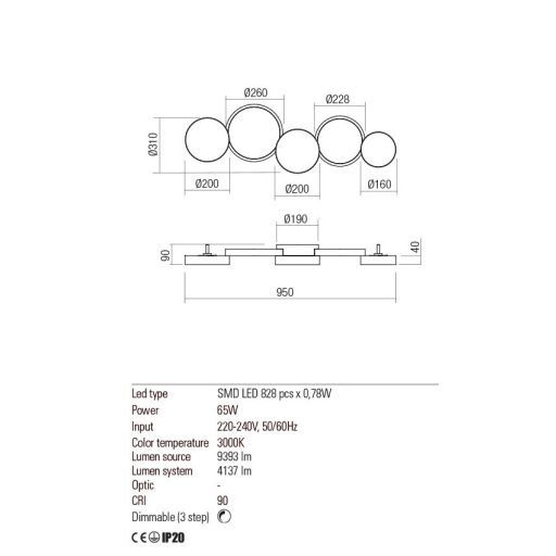 CRONOS modern LED mennyezeti lámpa, bronz, 65W, 3000K, 4137lm