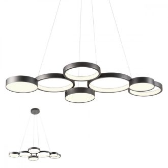 CRONOS modern LED függőlámpa, matt fekete, 65W, 3000K, 4137lm