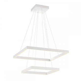 FEBE modern LED függőlámpa, matt fehér, 75W, 3000K, 4875lm, szögletes