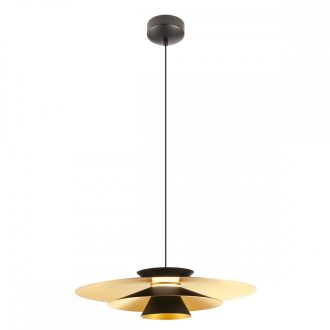 FARGO modern LED függőlámpa, matt fekete/matt arany, 16.5W, 910lm