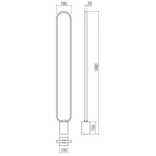ADO modern LED állólámpa, matt fekete, 24W, 3000K, 850lm