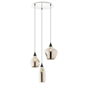 TANNER modern függőlámpa 3xE14, króm/füstszínű, max. 28W, kerek