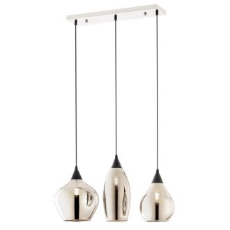 TANNER modern függőlámpa 3xE14, króm/füstszínű, max. 28W, szögletes