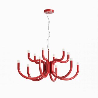 LUXOR modern LED csillár, fényes piros, 54W, 3000K, 4605lm