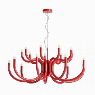 LUXOR modern LED csillár, fényes piros, 81W, 3000K, 6083lm