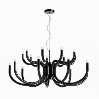 LUXOR modern LED csillár, fényes fekete, 81W, 3000K, 6083lm