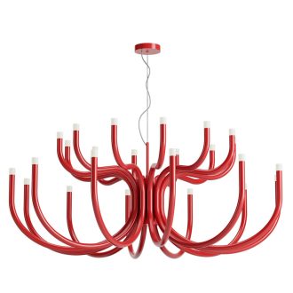LUXOR modern LED csillár, fényes piros, 108W, 3000K, 8132lm