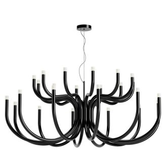 LUXOR modern LED csillár, fényes fekete, 108W, 3000K, 8132lm