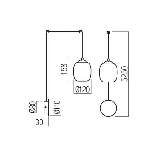 KHADI modern LED fali/függőlámpa, átmenetes füstszínű, 6W, 3000K, 370lm