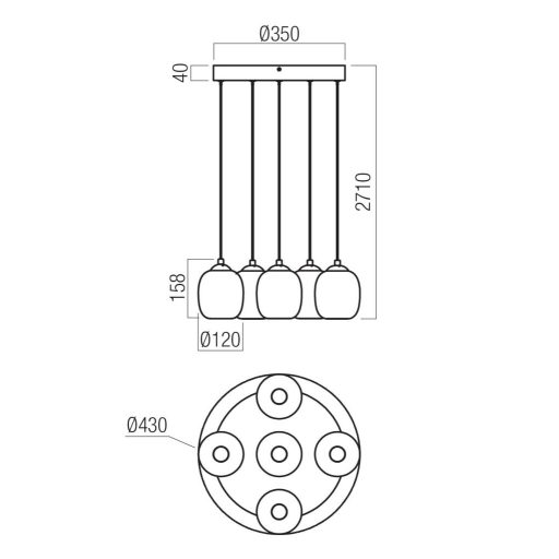 KHADI modern LED függőlámpa, átmenetes füstszínű, 26W, 3000K, 1511lm, Ø43 cm