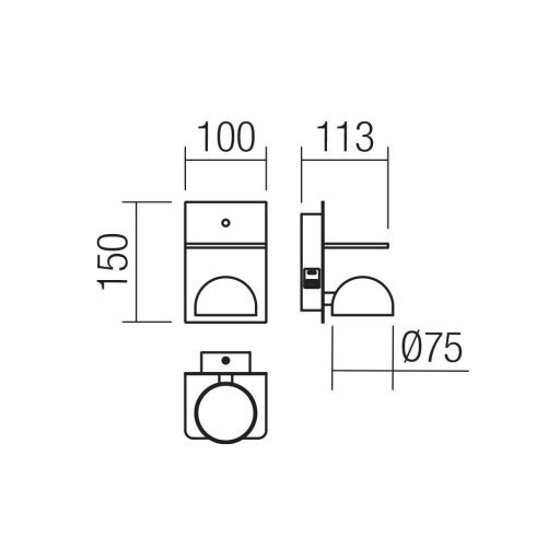 SEIBI modern LED fali lámpa, matt fekete, 7W, 3000K, 537lm