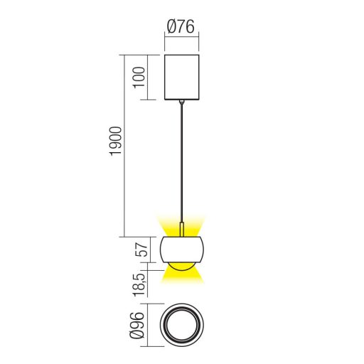 AVES modern LED függőlámpa, matt fehér, 12W, 3000K, 720lm