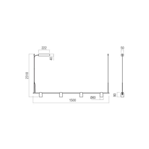 KOBE modern LED függőlámpa, matt fekete/ezüstös kávébarna, 25W, 3000K, 2036lm