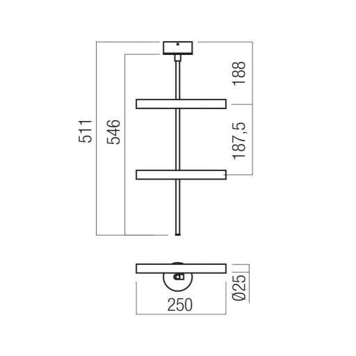 PRAXI modern LED mennyezeti lámpa, matt fekete/ezüstös kávébarna, 14.6W, 3000K, 769lm