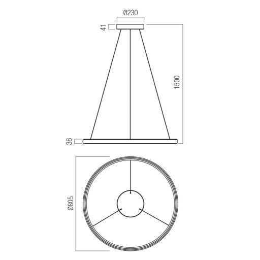 VANCE modern LED függőlámpa, fényes fekete, 45W, CCT, 5435lm