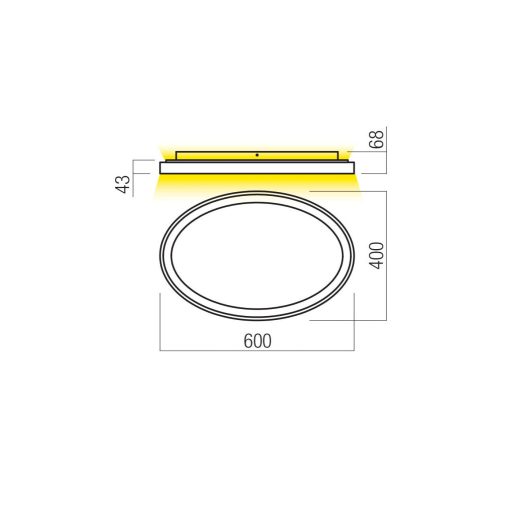NOBU modern LED mennyezeti lámpa, matt arany, 60W, 3000/4000K, 3642lm