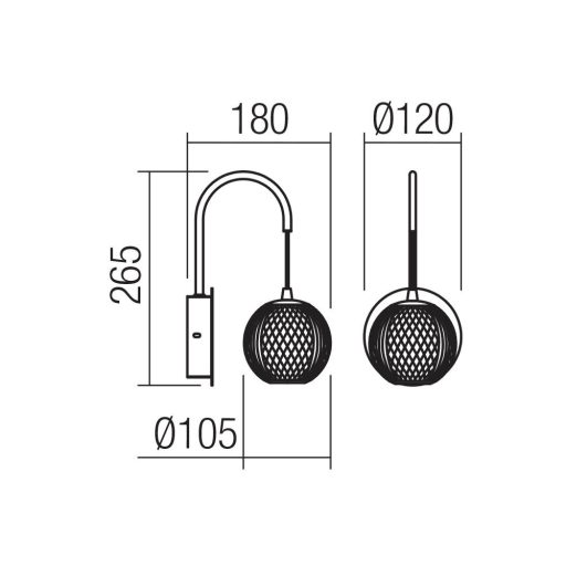 GIANET modern LED fali lámpa, matt fekete, 4W, 3000K, 450lm
