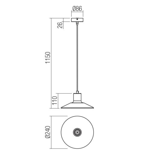 FRESNO modern függőlámpa 1xE27, fekete, Ø24 cm, max. 42W