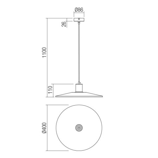 FRESNO modern függőlámpa 1xE27, fekete, Ø40 cm, max. 42W