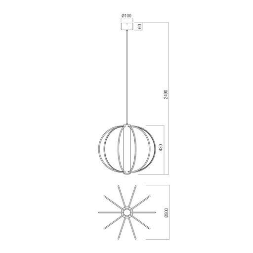 MOSS modern LED függőlámpa, matt fekete, 41W, 3000K, 4730lm