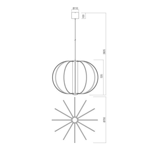 MOSS modern LED függőlámpa, matt arany, 72W, 3000K, 4649lm
