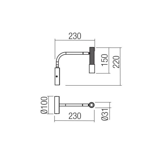 DRILL modern LED fali lámpa, óarany, 8W, 2700K, 510lm