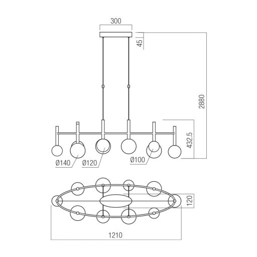 BOLLA modern LED függőlámpa, matt arany, 44W, 2700/3000K, 3269lm, TRIAC dimmelhető