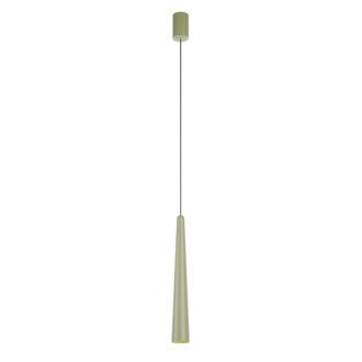 BOTERA modern LED függőlámpa, matt olívazöld, 10W, 2700K, 740lm, Ø5.7x40 cm