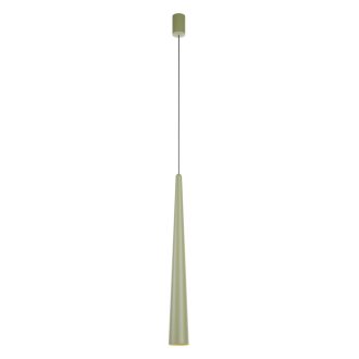BOTERA modern LED függőlámpa, matt olívazöld, 10W, 2700K, 740lm, Ø7.6x60 cm