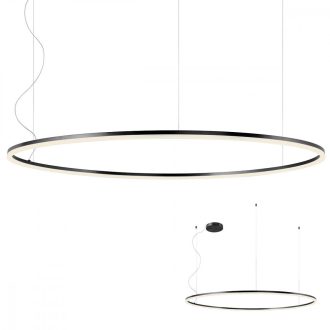 ORBIT modern LED függőlámpa, matt fekete, 4000K, Ø150 cm, TRIAC dimmelhető