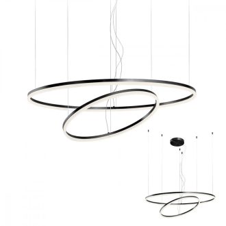 ORBIT modern LED függőlámpa, matt fekete, 4000K, Ø100+60 cm, DALI dimmelhető