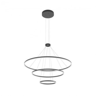 ORBIT modern LED függőlámpa, matt fekete, 4000K, Ø120+80+40 cm, DALI dimmelhető