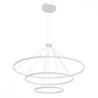 ORBIT modern LED függőlámpa, matt fehér, 3000K, Ø150+100+60 cm, TRIAC dimmelhető