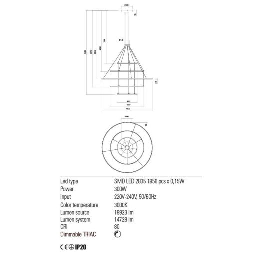 ORBIT modern LED függőlámpa, matt fehér, 3000K, Ø150+100+100+60+60 cm, DALI dimmelhető