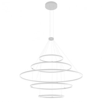 ORBIT modern LED függőlámpa, matt fehér, 4000K, Ø150+100+100+60+60 cm, DALI dimmelhető