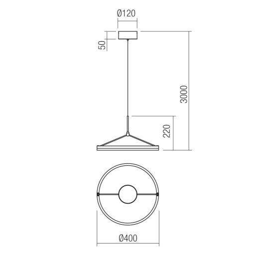 ORBIT modern LED függőlámpa, bronz, 3000K, Ø40 cm, TRIAC dimmelhető