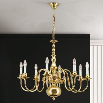FLÄMISCH klasszikus csillár, fényes sárgaréz, Ø85 cm