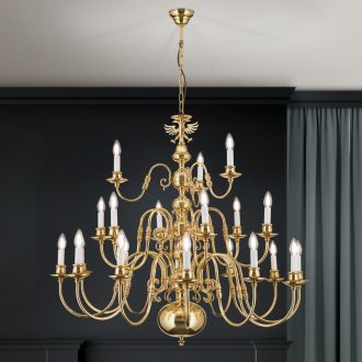 FLÄMISCH klasszikus csillár, fényes sárgaréz, Ø106 cm