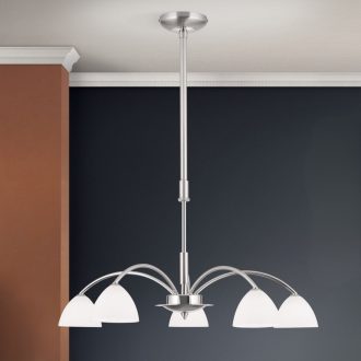 OPALDESIGN modern csillár, szatén nikkel, Ø57 cm