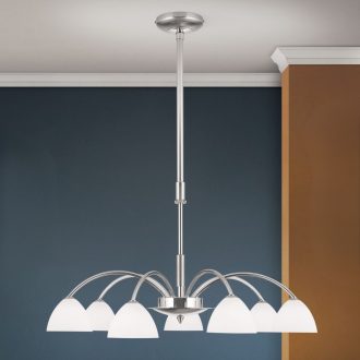 OPALDESIGN modern csillár, szatén nikkel, Ø60 cm