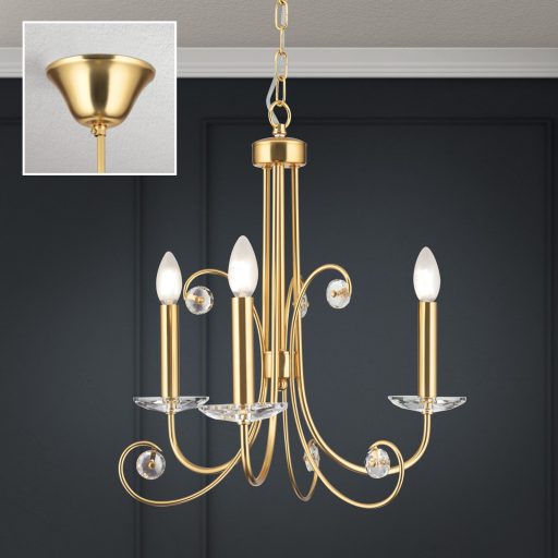 ARIANE klasszikus kristály csillár 3xE14, matt arany