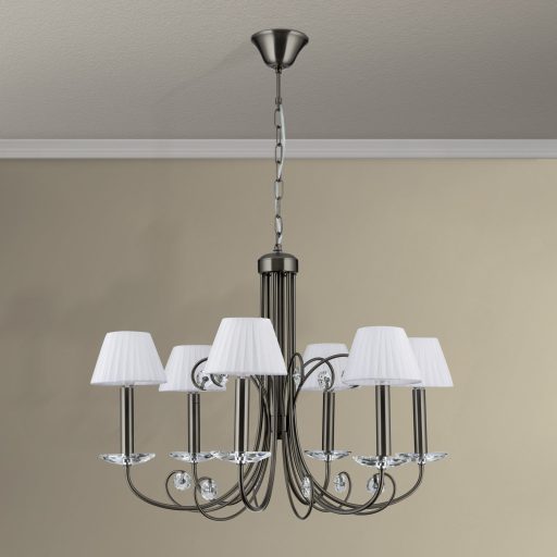 ARIANE klasszikus kristály csillár 6xE14, fekete-nikkel